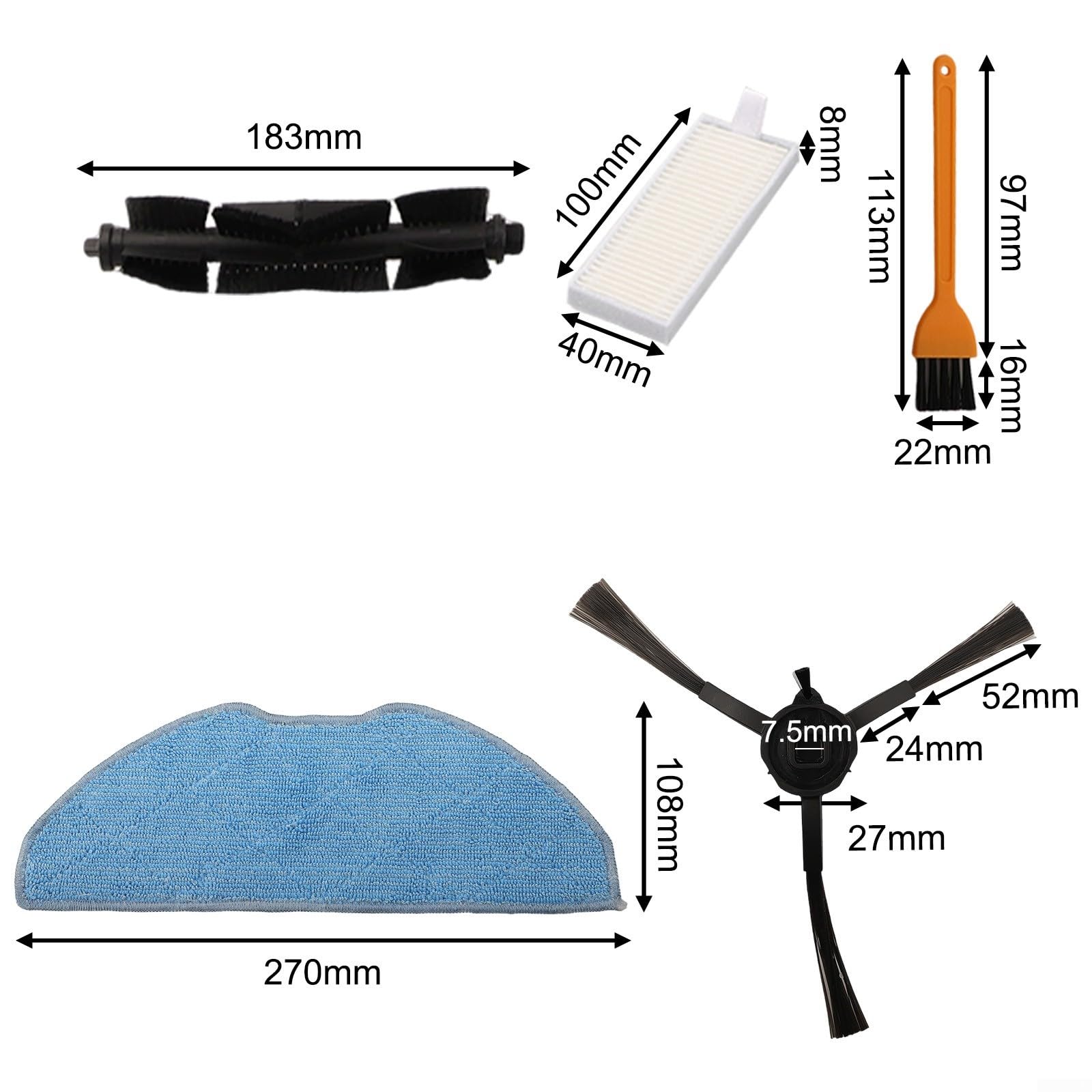 Kit Accessori Robot per ezviz RE4 Plus RE5 Plus per spazzola Filtro(B)