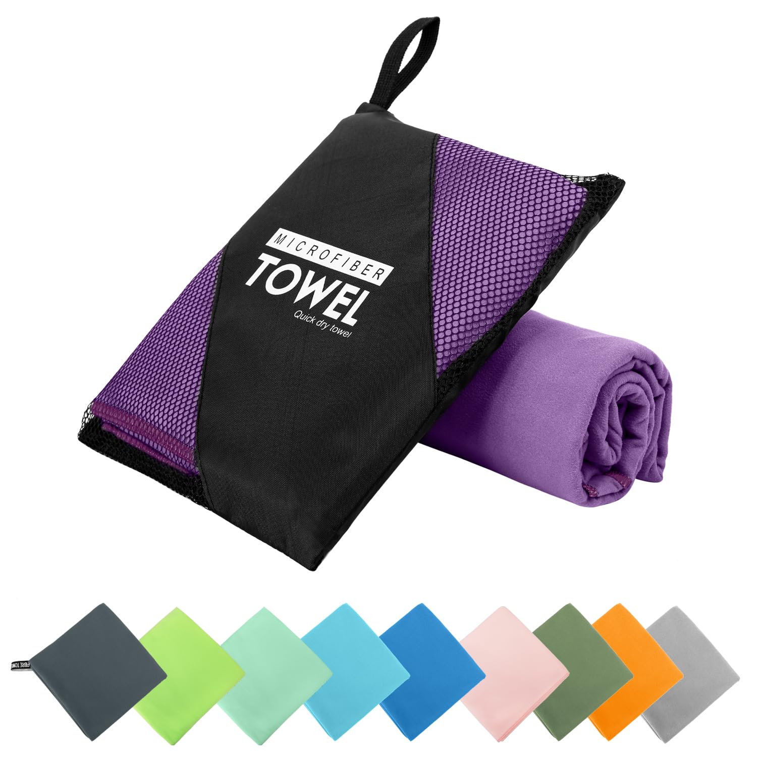 ZIUDBOC Microfiber Travel Towel, Soft Lightweight Quick Dry Towel, Super Absorbent Compact Travel & Sports & Beach Towels for Camping, Backpack, Gym, Swimming, Yoga, Hiking (L:24"×48" -Deep Purple) — image 1