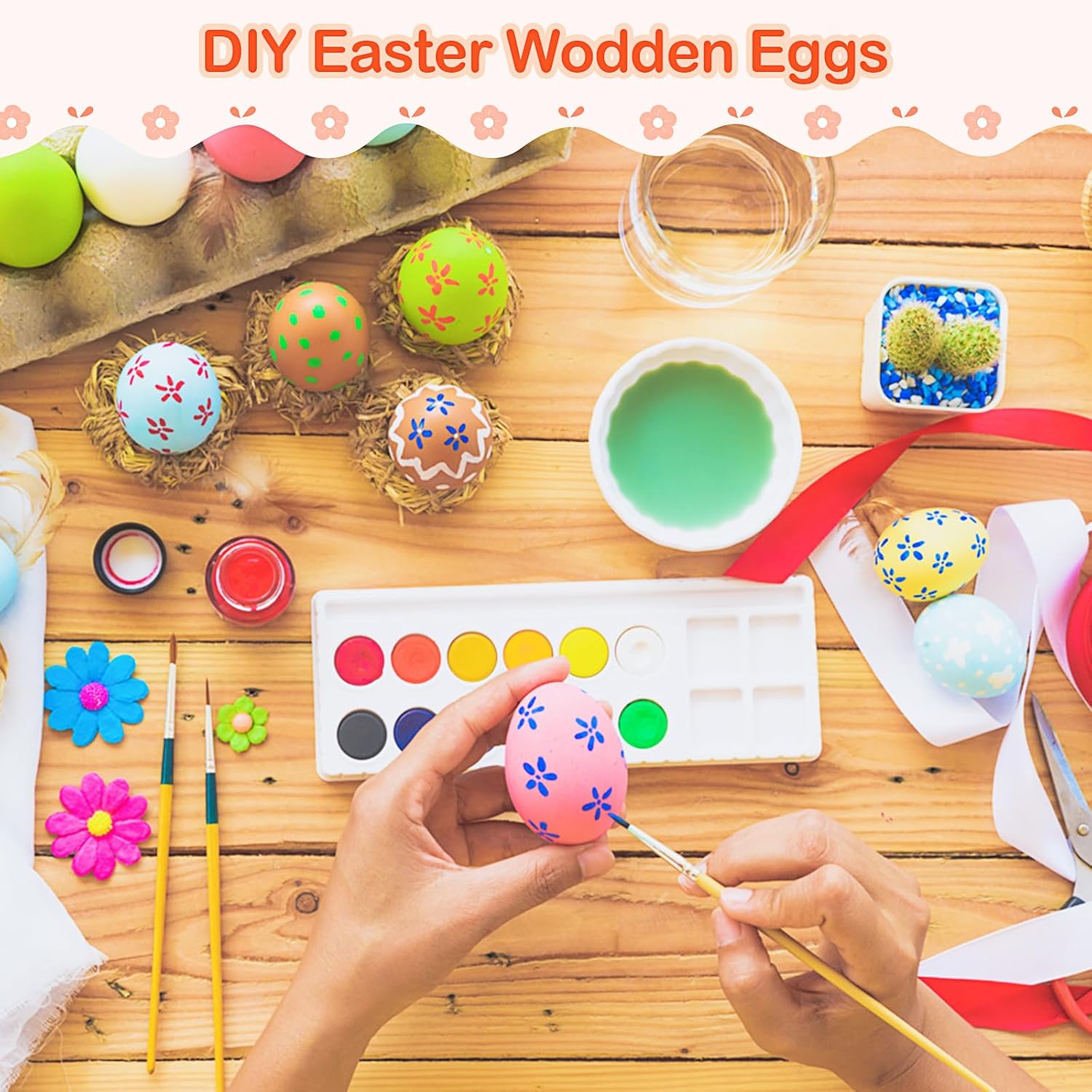 200 Pcs Unpainted Easter Wooden Eggs Bulk Fake Wood Eggs to Paint for Crafts Faux Chicken Nesting Items for Easter Gifts Basket Fillers Home Kitchen Party Decor (Brown)
