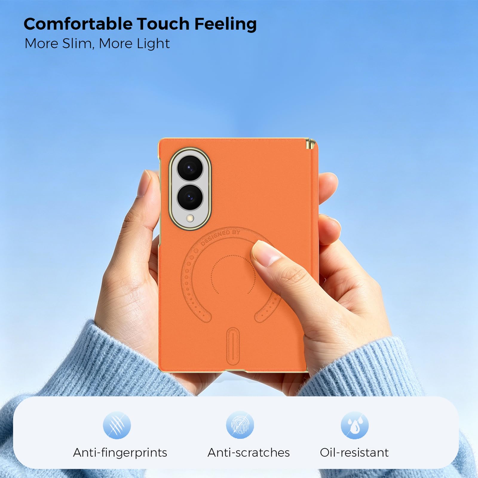 Magnética Funda para Samsung Galaxy Z Fold 8, Delgado Galvanizar Cuero