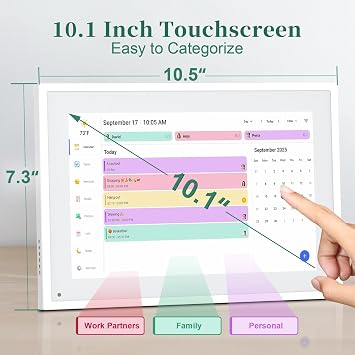 Digital Calendar,10.1 Inch Smart Electronic Calendar Family Planner,IPS HD Touch Screen Home Interactive with WiFi App Control,AI Meal Schedule, Duty Chart,Achievement Rewards-Share Photos,Videos and Sound Reminder,Gifts for Women Men Mom Dad,Desk Calendar Refills