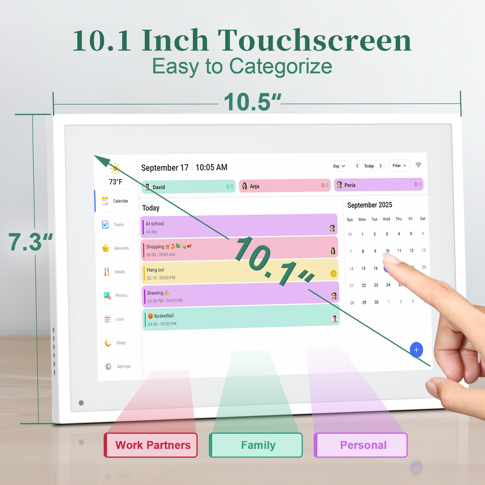 Smart Digital Calendar 10 1 HD Smart Touch Screen Home Interactive Electron Calender WiFi Planner Meal Schedule Duty — view 7