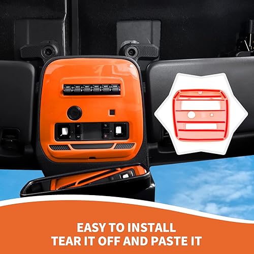 Miniatura 7 de Cubierta para panel de luz de lectura frontal Bronco compatible con accesorios interiores Ford Bronco 2021-2025, 2 puertas, 4 puertas, color naranja