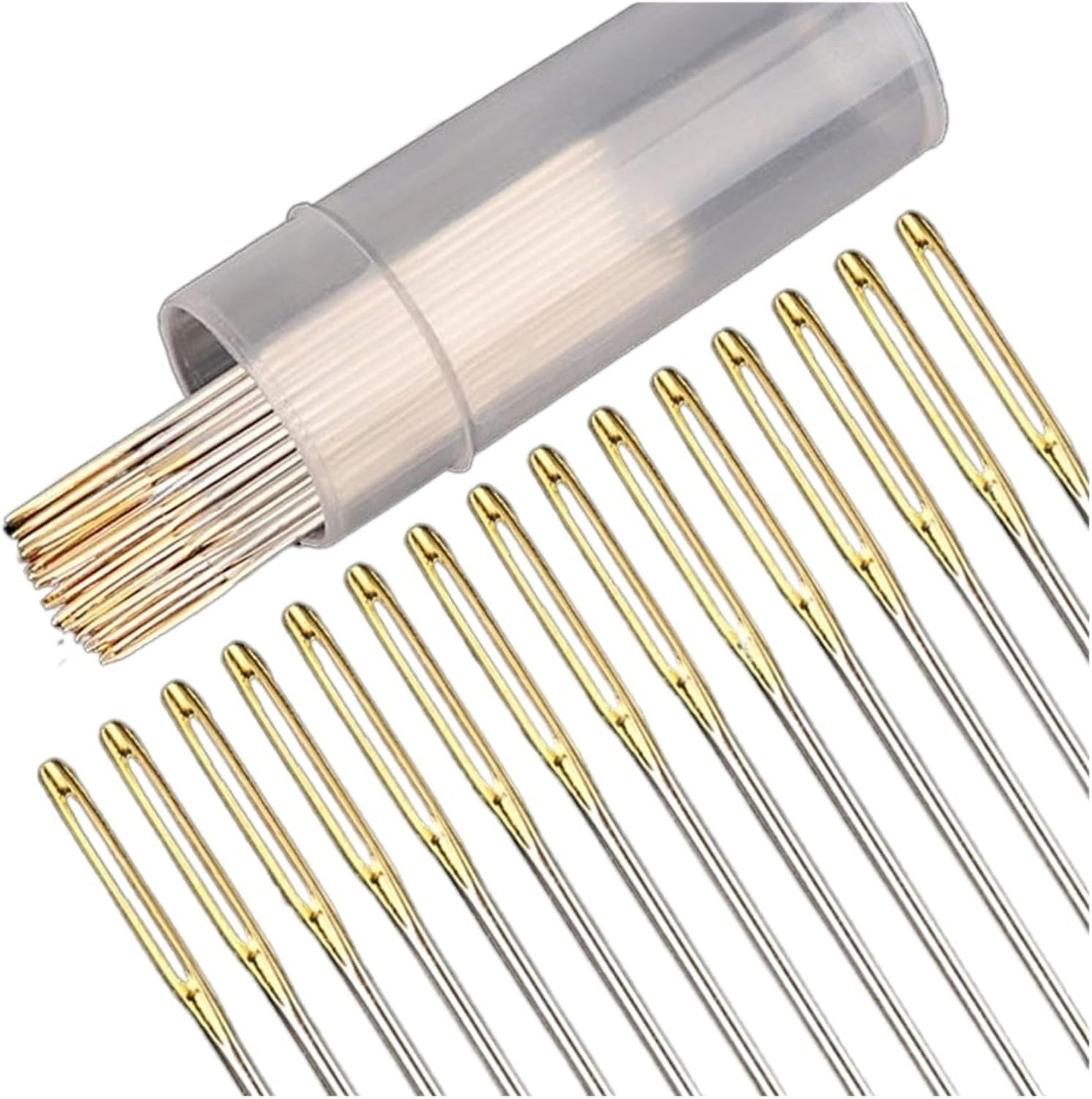 SBTRKT 30/60Pcs Large Eye Cross Stitch Needles with Threader DIY Cross Stitch Embroidery Needlework Threading Needle Hand Sewing Tools (Color : No. 22-(4cm) 60PCS)