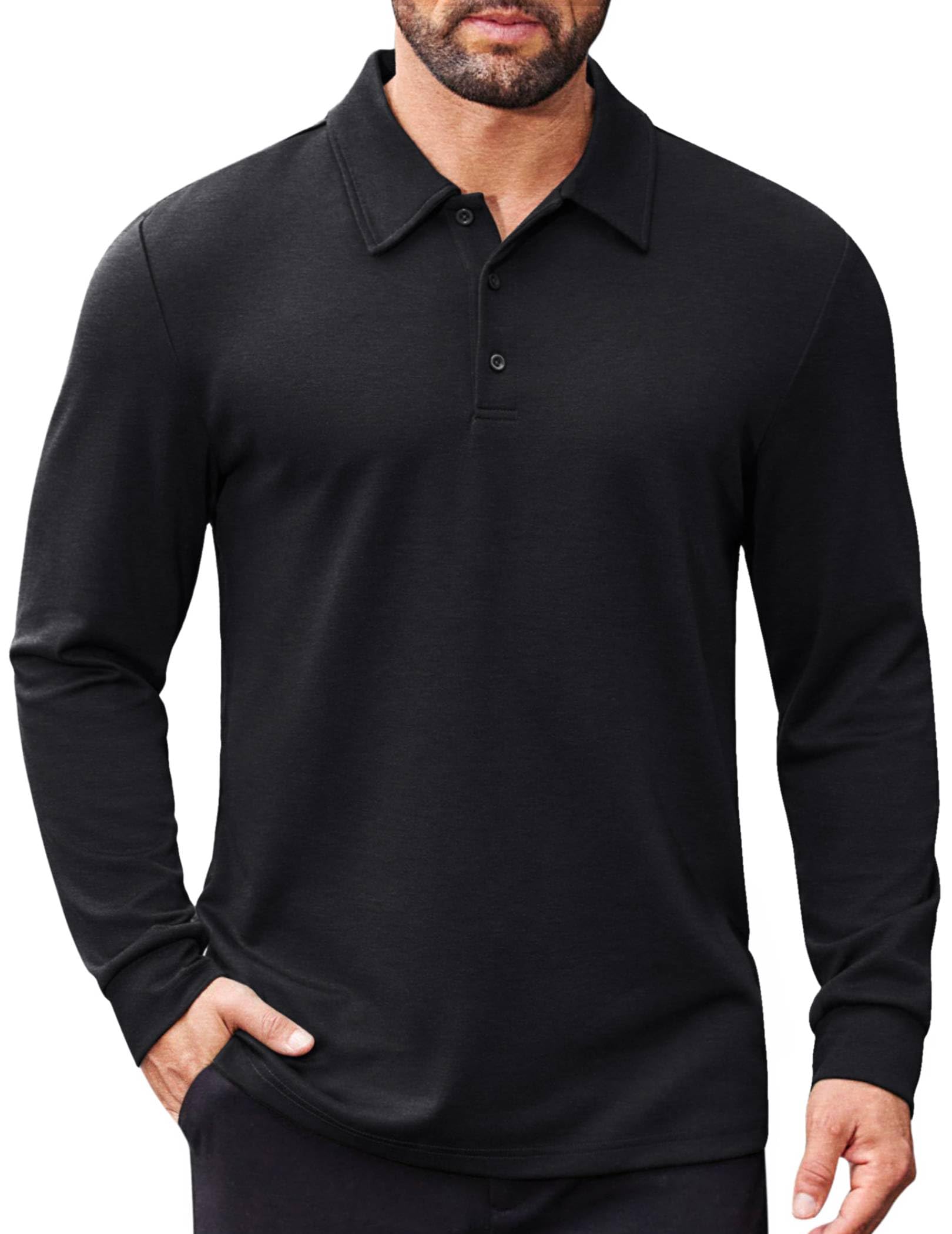 COOFANDY Men’s Long Sleeve Polo