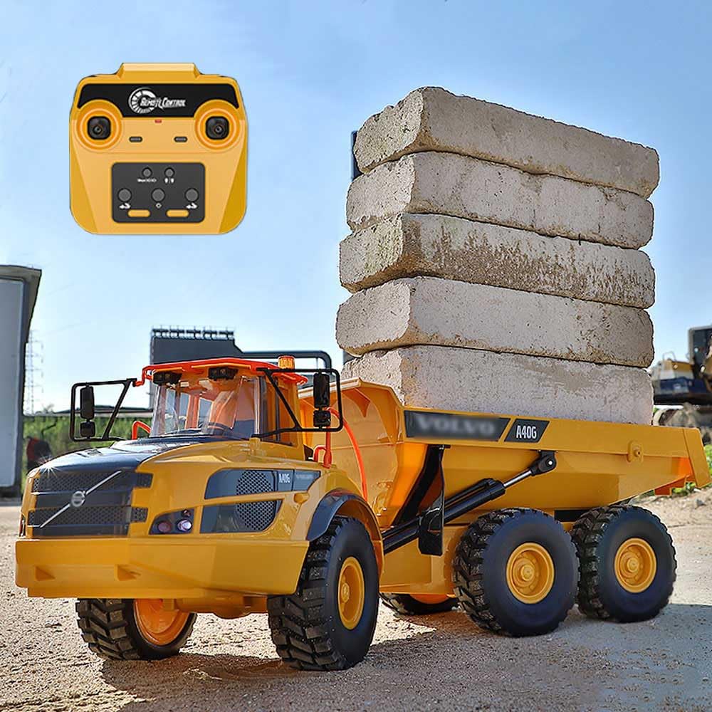 XMFLFH 1/20 RC Dump Truck,22in Articulated Dump Truck Engineering,A40G 6WD RC Construction Vehicle,with LED Headlights/Sound 2.4G Effects Remote