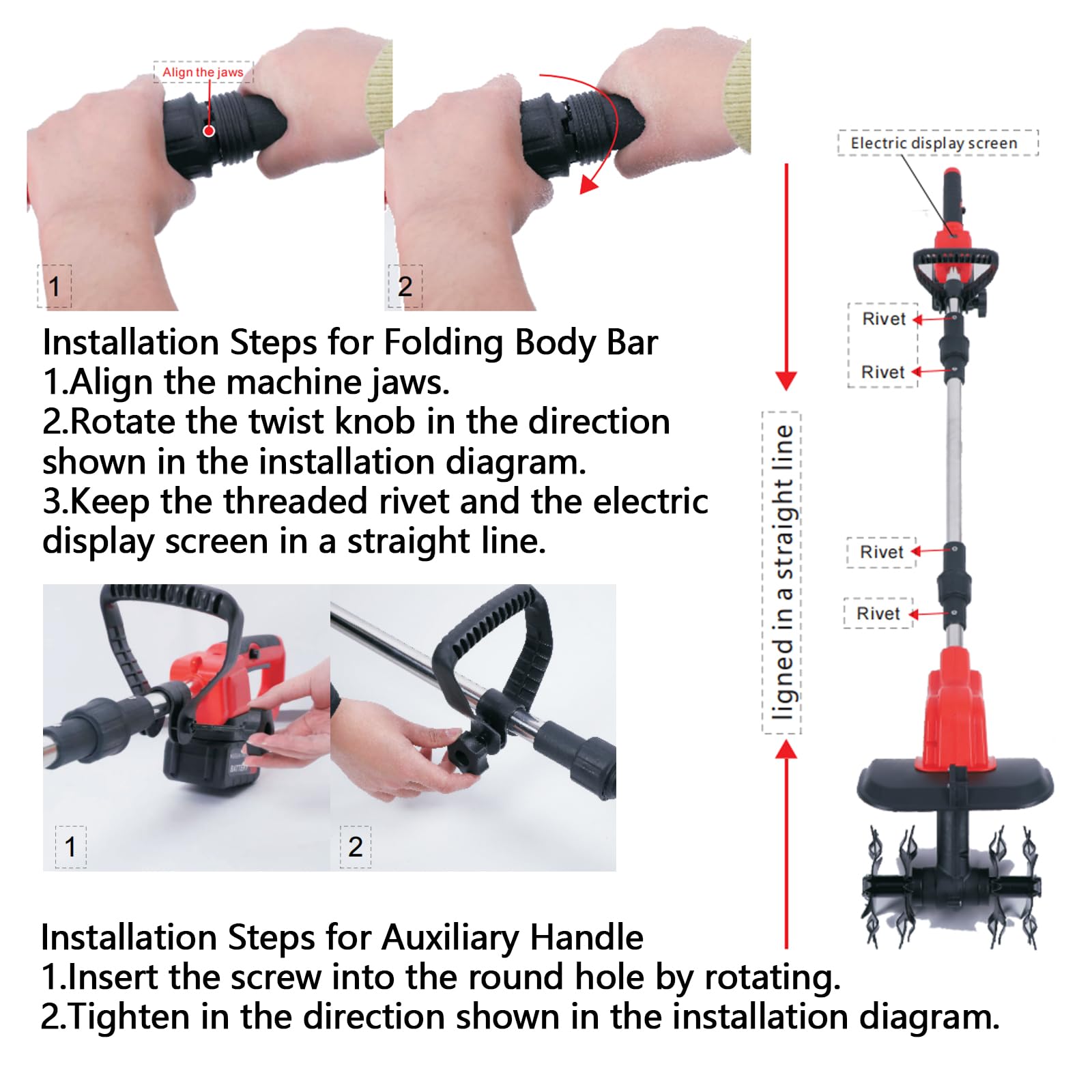 Motozappa elettrica senza fili per giardinaggio, motore brushless da 800 W con 2 batterie da 21 V 6,0 Ah, larghezza di lavorazione 22,9 cm e profondità 16,8 cm, 360 giri/min, 4 lame in acciaio