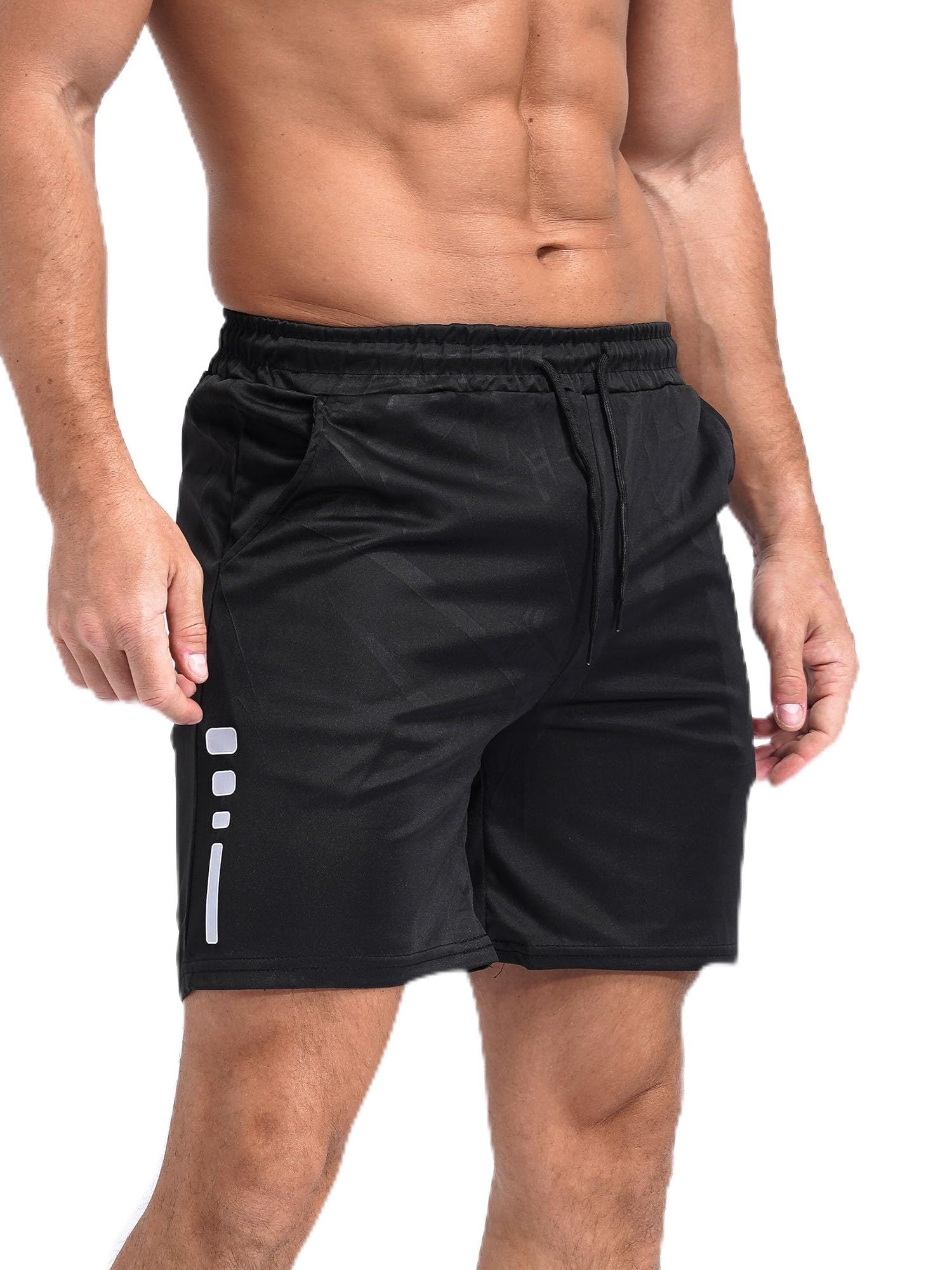 Kaerm Men Athletic Shorts Drawstring Elastic Waistband Sport Trunks Cycling Jogging Active Bottom Sportwear