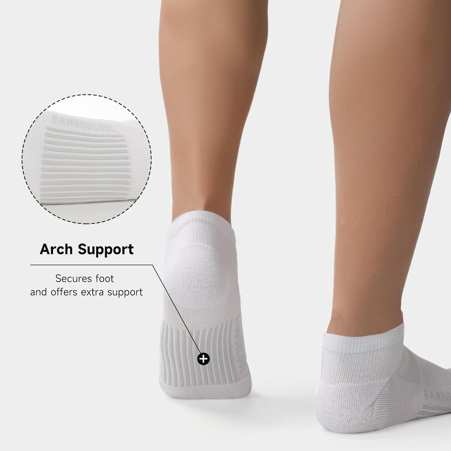 BAMBOO COOL Men's Athletic Ankle Socks Moisture Wicking, Breathable Running Mesh Socks Cushioned Arch Support, 8 Pack - Image 2