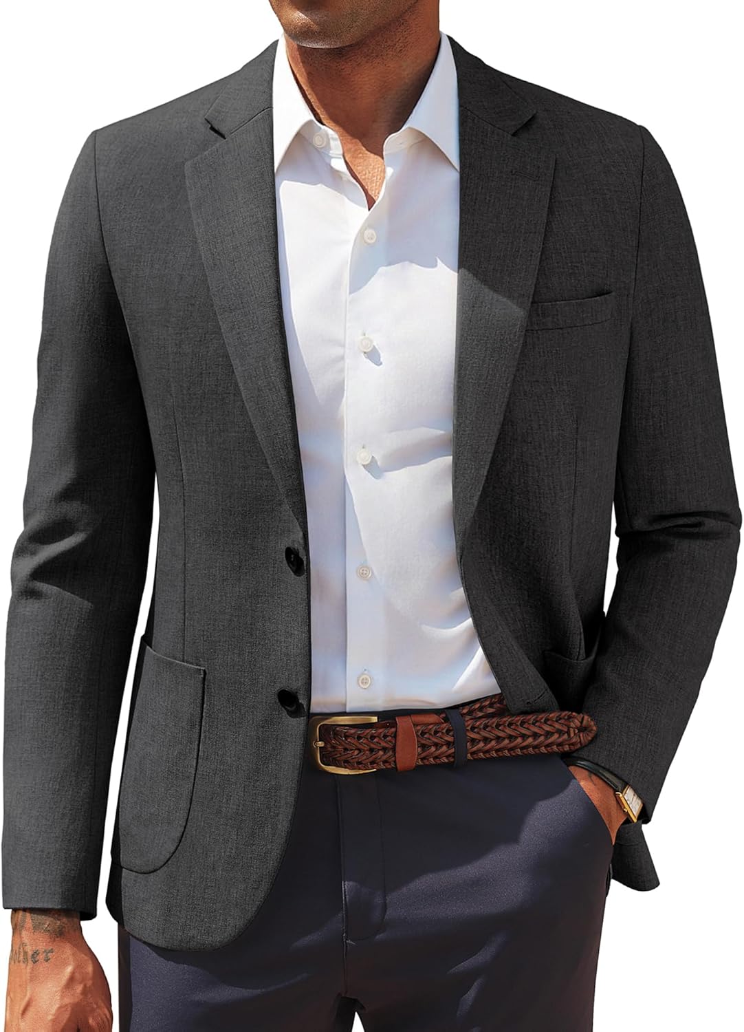 PJ PAUL JONES Mens Casual Sport Coats Two Button Slim Fit Blazer Lightweight Pattern Lined Notch Lapel Suit Jacket