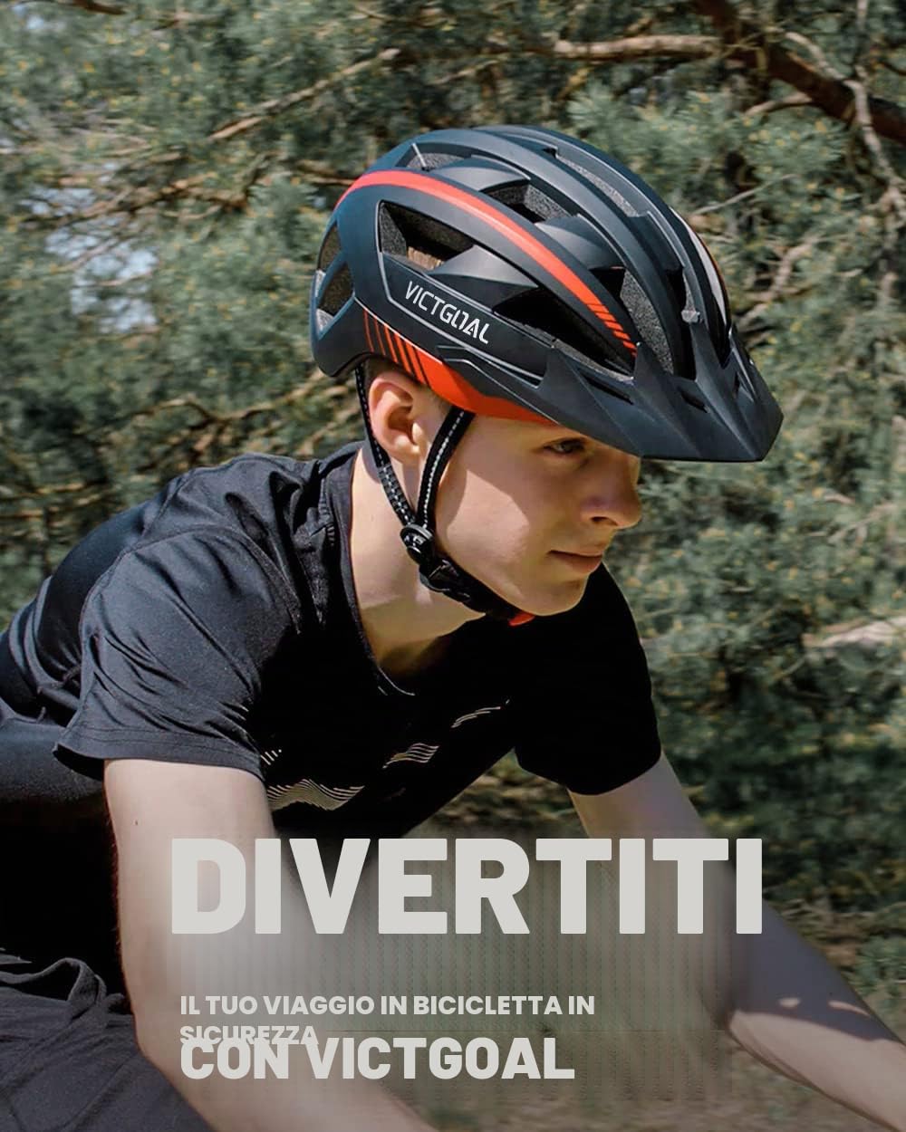 VICTGOAL Casco da ciclismo da uomo e donna, con visiera magnetica rimovibile, traspirante, con 21 canali di ventilazione, casco da bicicletta regolabile