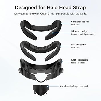 AMVR FC4A Newly Facial Interface, Face Pad with Ventilation-Design, Compatible with Meta/Oculus Quest 3 Accessories, for Halo Head Strap (NOT Compatible with Quest 3S)