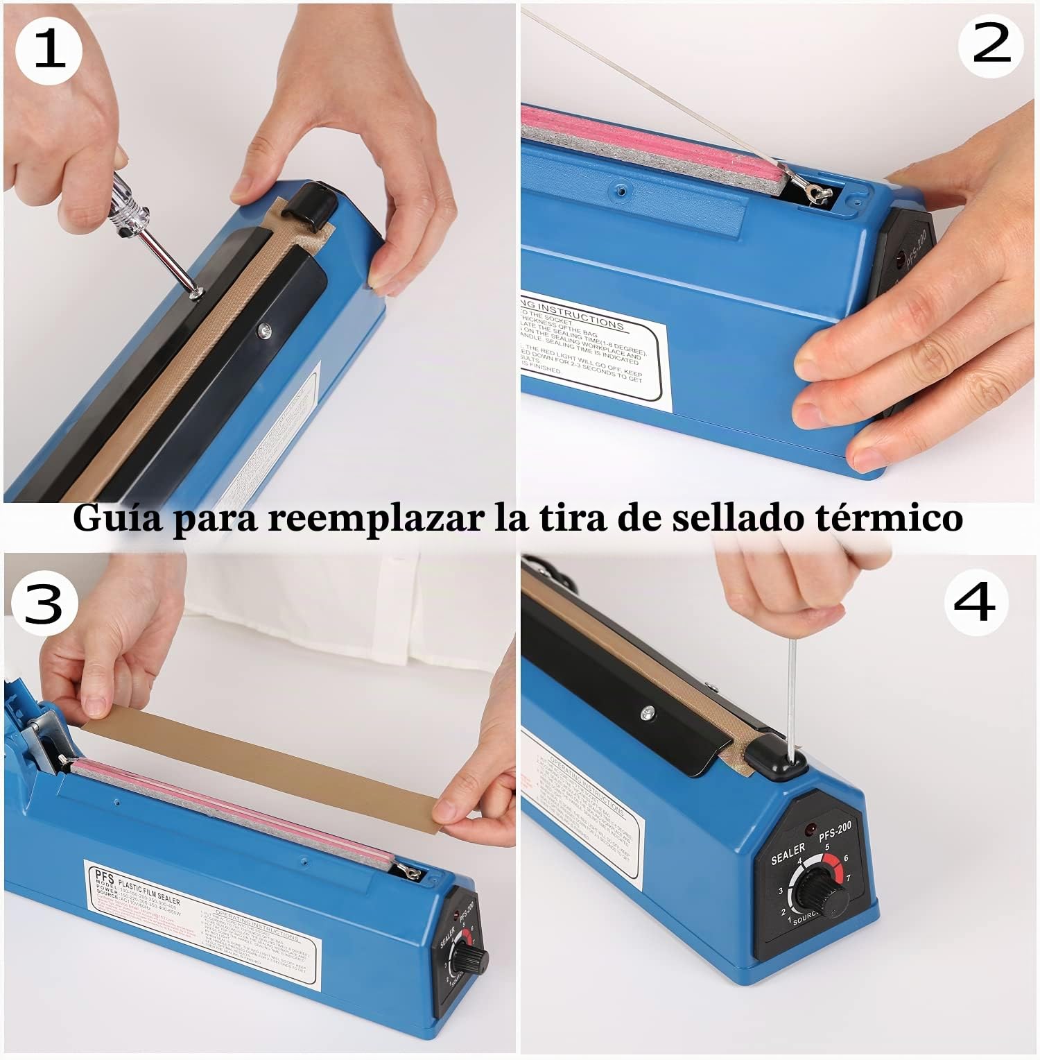 Impulse - Bolsas manuales para máquina selladora térmica, 12 pulgadas, para sellar bolsas de plástico/PE PP con agarre de elemento de repuesto adicional