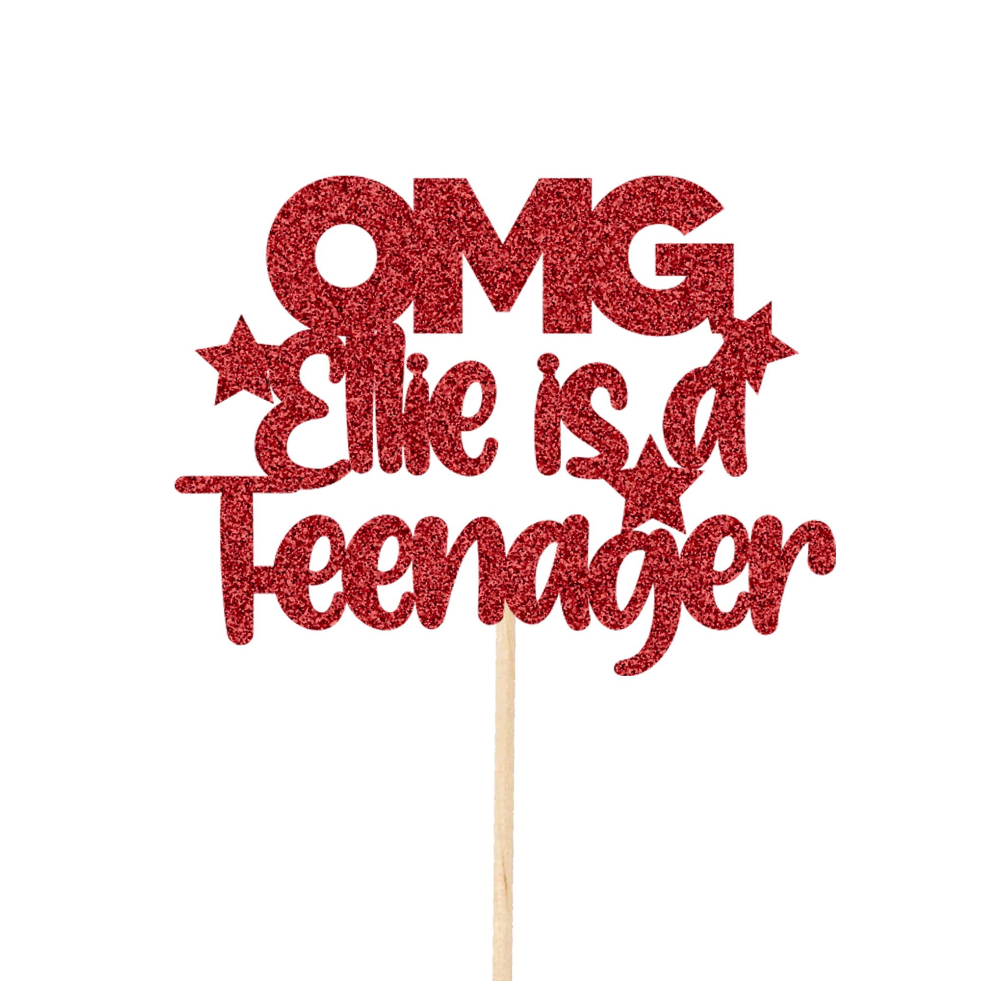 Personalised OMG Teenager Glitter Cake Topper Glitter Card Double Digits You're a Teenager 13th 13 Party Decorations Rose Gold Blue Pink Red Black