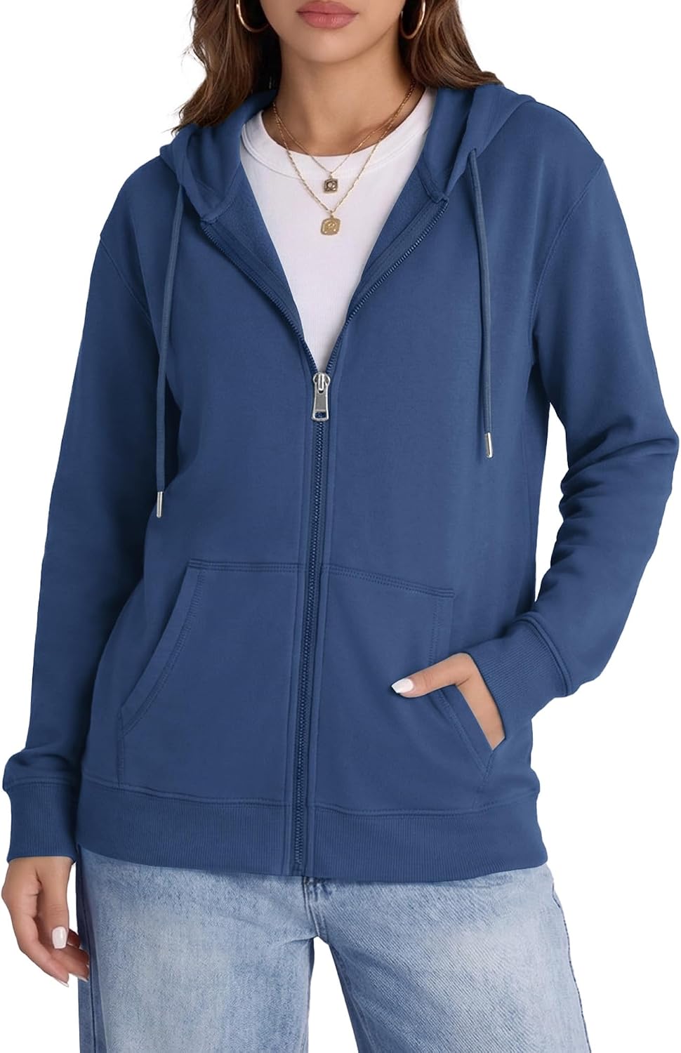 Witsmile Zip Up Hoodie Women Oversized Hooded Sweatshirt Soft Knit Jacket Loose Casual Fall Outfits Trendy Clothes 2026