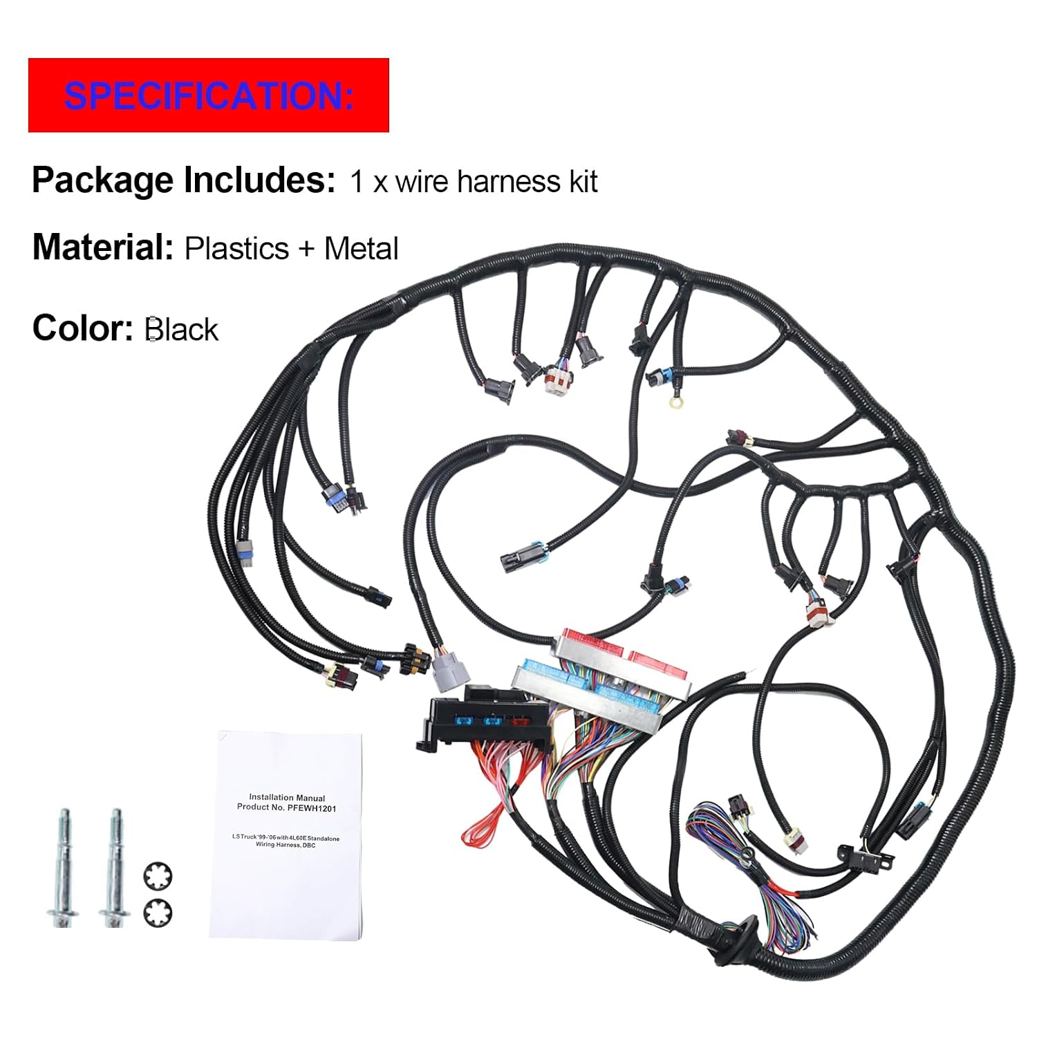SMMS LS Engine Wiring Harness 4L60E DBC Compatible with 1999-2006 GM LS1 Vortec Engine 4.8L 5.3L 6.0L Drive by Cable, Standalone Wiring Harness
