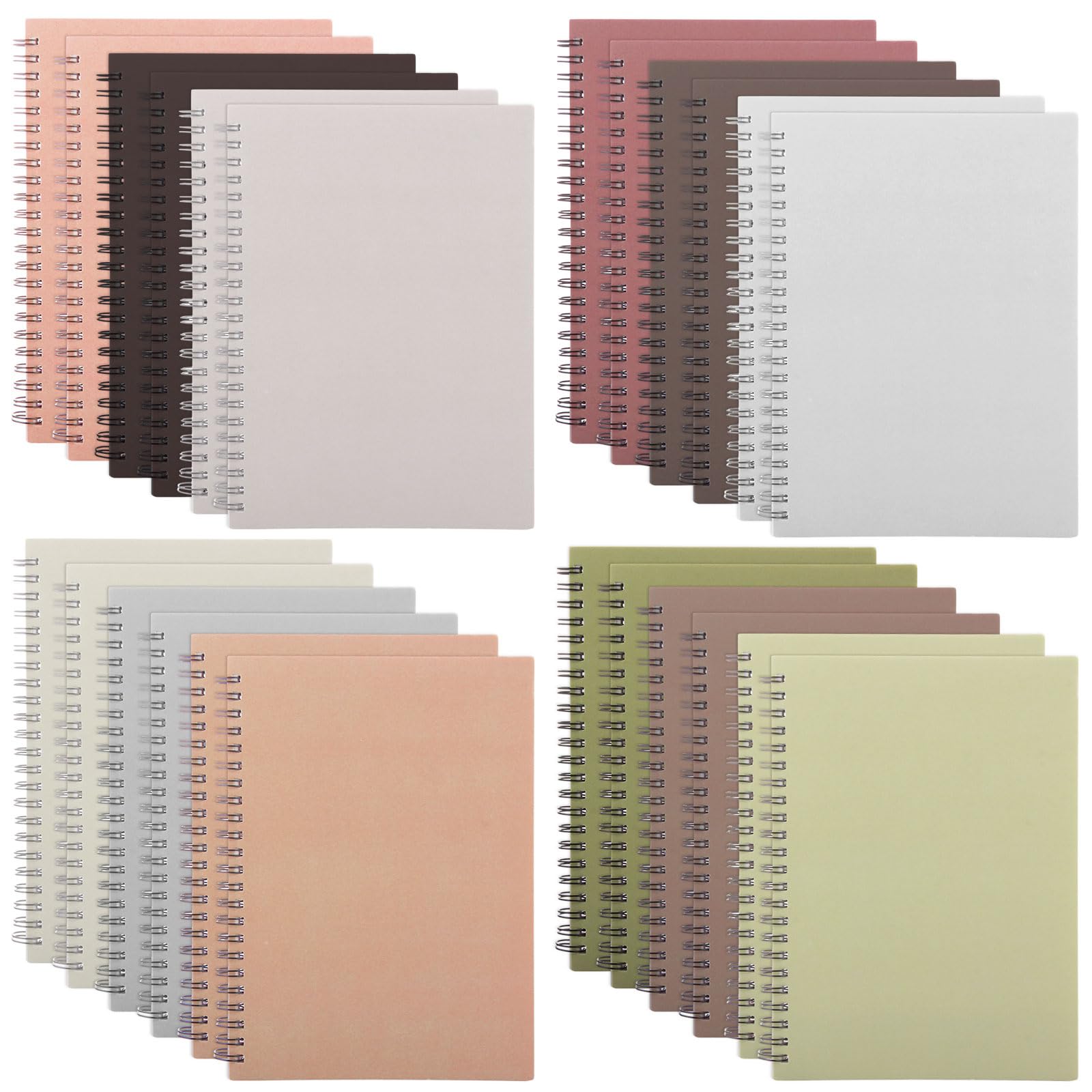 MIVIDE Paquete de 24 cuadernos en espiral A5, 8.3 x 5.7 pulgadas, 12 colores, 60 páginas de tapa dura, cuaderno de papel de escritura a granel para escuela, negocios, suministros de oficina