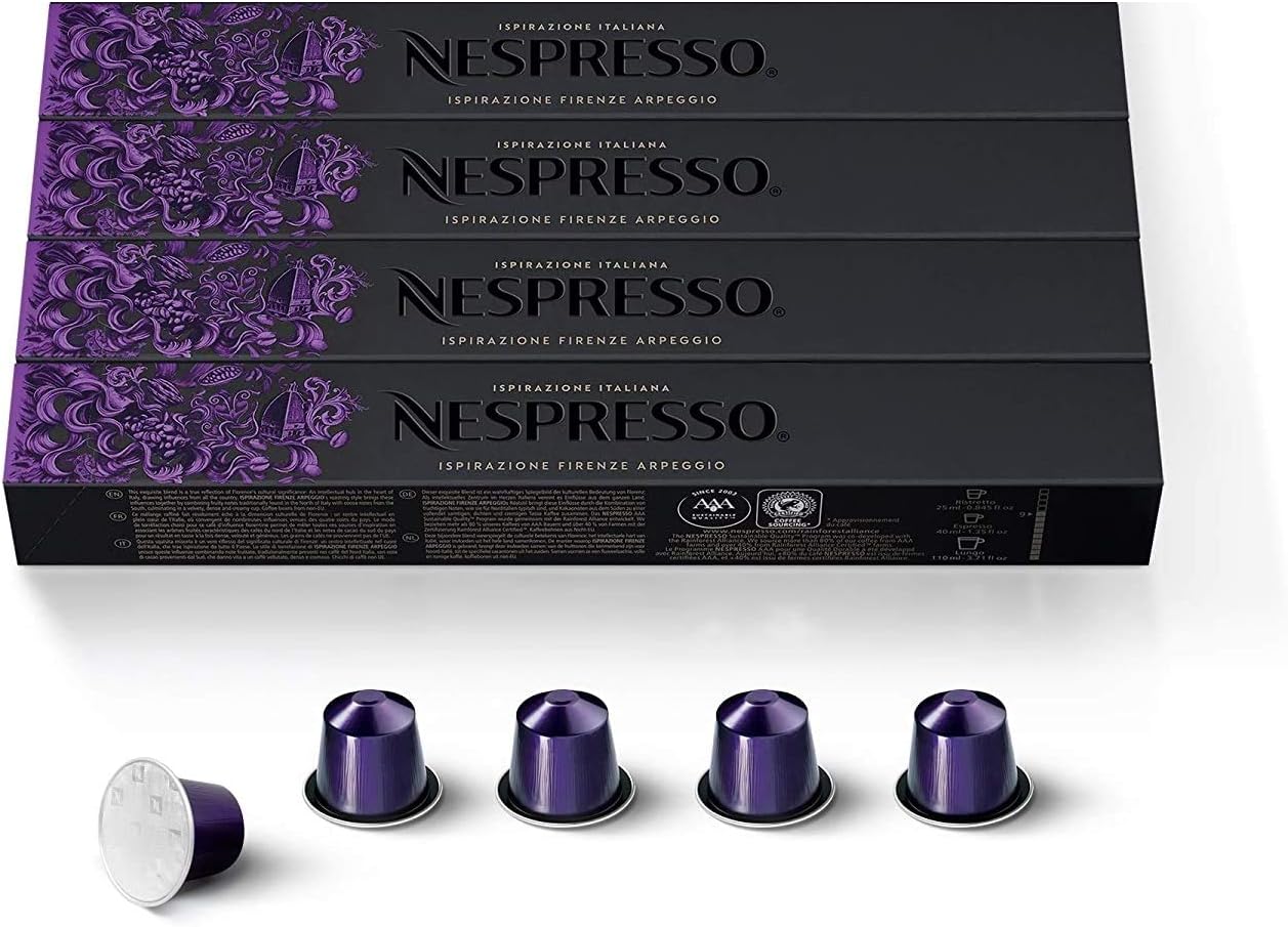 Ispirazione Firenze Arpeggio, Original Line Coffee Capsules, Dark Roast, 40 Count Coffee Pods, Brews 1.86Oz, Box