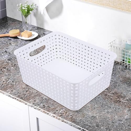 Miniatura 5 de Cabilock 2 cestas de almacenamiento multiusos para cocina, baño, armario, mango de diseño hueco, fácil de limpiar, ahorro de espacio