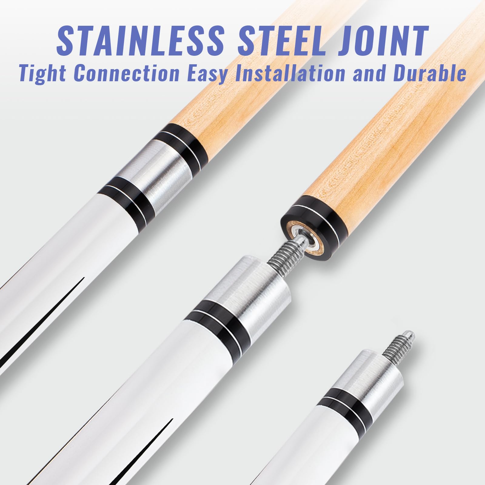 58" 19 20 Ounce Pool Queue with 13mm Tip, Schwarz oder Weiß，1/2 Maple Queue Sticks Pool Cue,Billiard Cue,Billard Queue für Männer und Frauen.