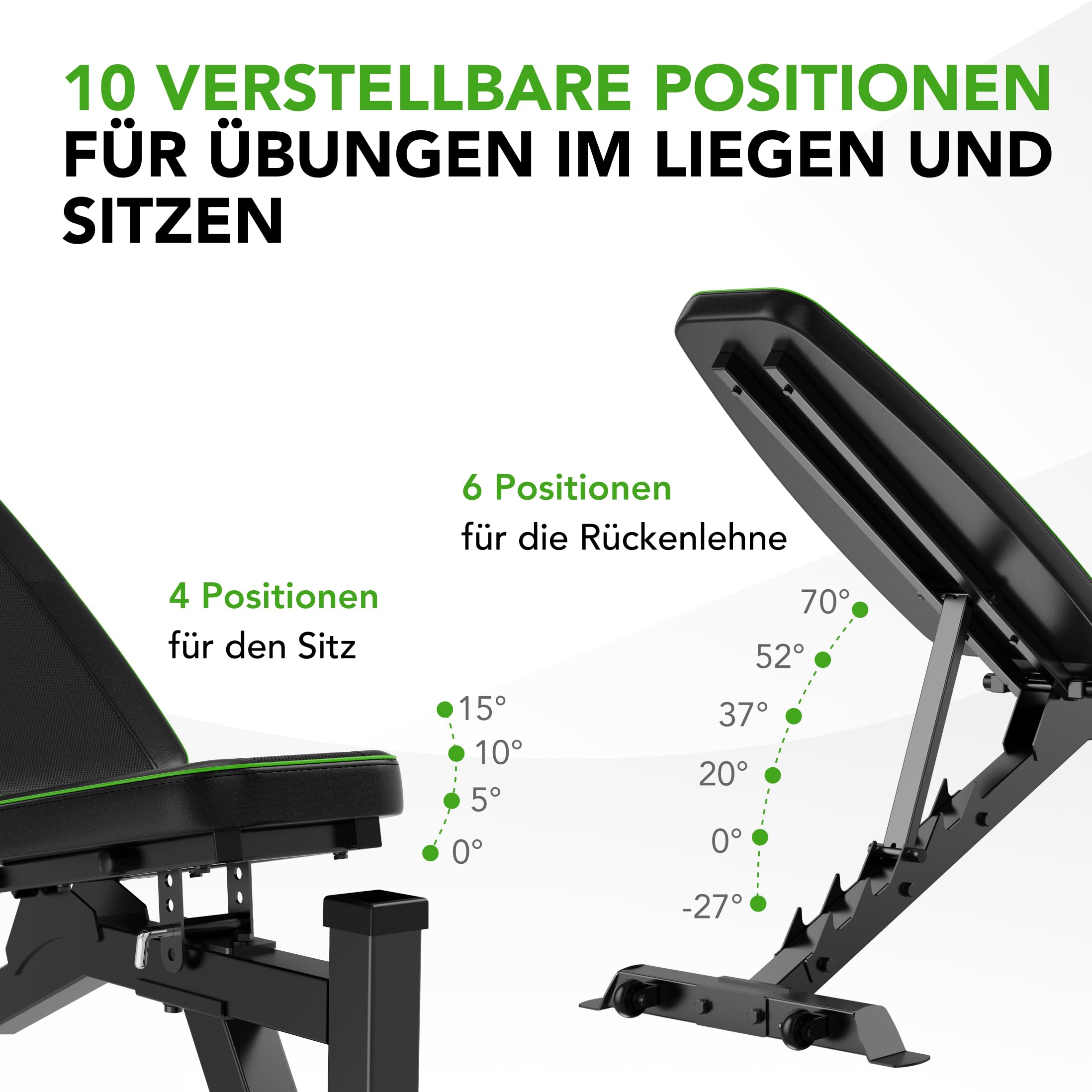 Tunturi UB60 Verstellbare Hantelbank / Trainingsbank / Schrägbank / Utility Bench mit beinhalterung