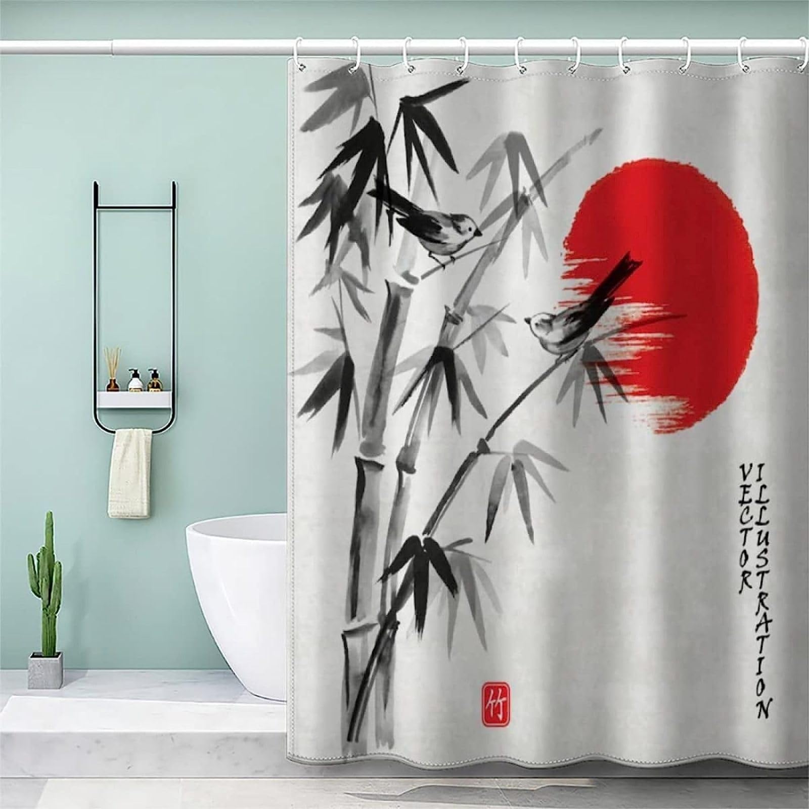 Tenda Doccia Giapponese Monte Fuji 240x200 Cm - In Poliestere Impermeabile Con 12 Ganci Inclusi