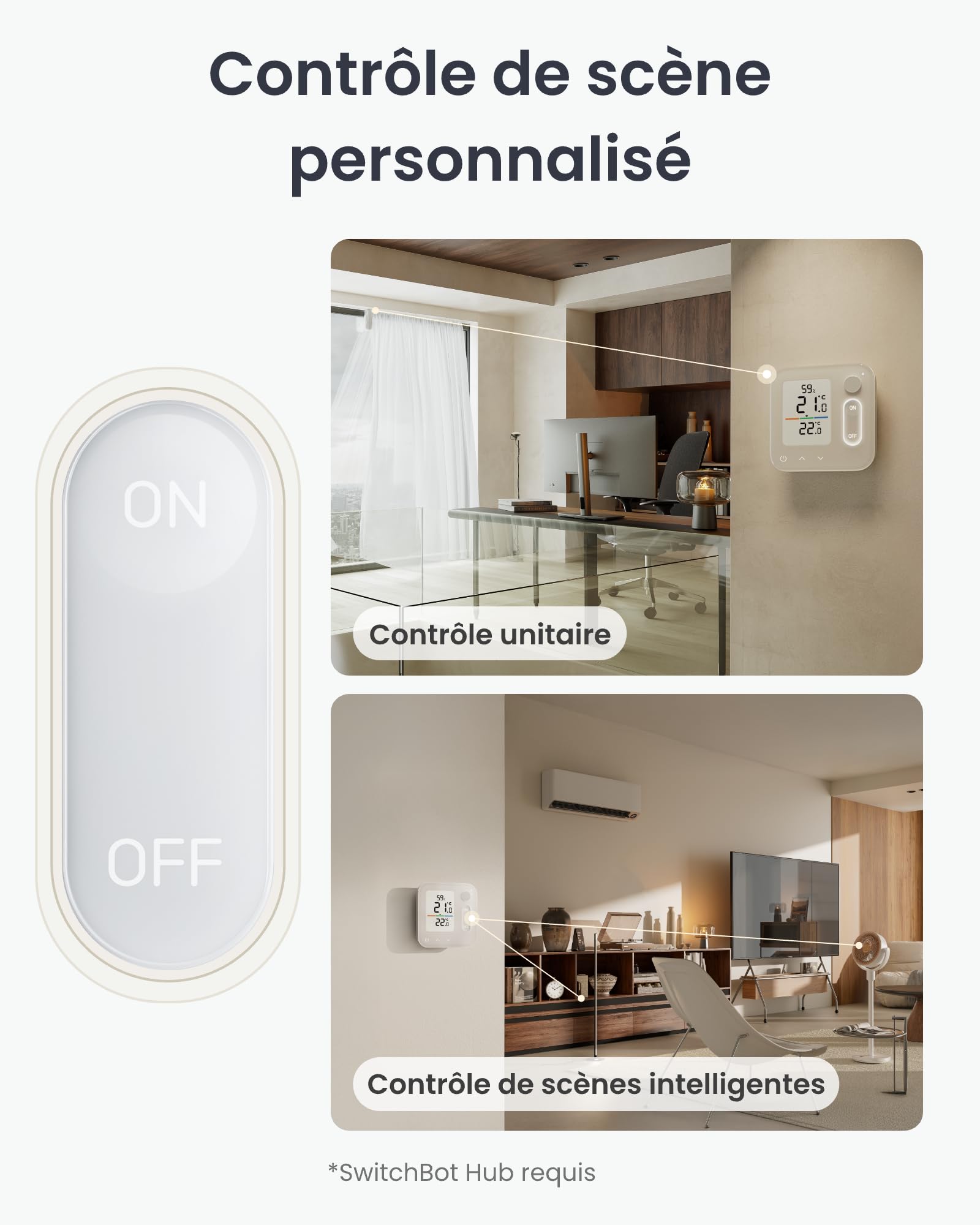 SwitchBot Panneau de contrôle du climat intérieur, thermohygromètre intégré, optimise la régulation des vannes des radiateurs, économie d'énergie et de coûts. Compatible avec Apple Home et Home