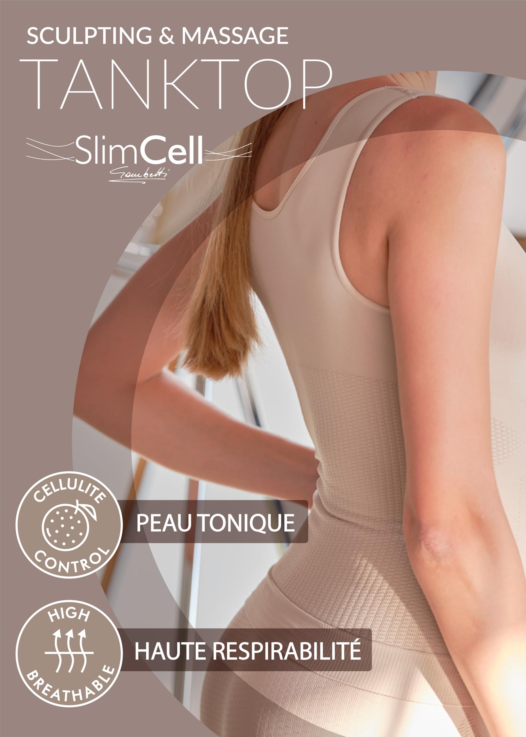 SLIMCELL Debardeur Gainant Femme Anti Cellulite en Microfibre – Gaine Amincissante Ventre Plat, Top Sculptant Sans Manches, Haut Amincissant - Made in Italy