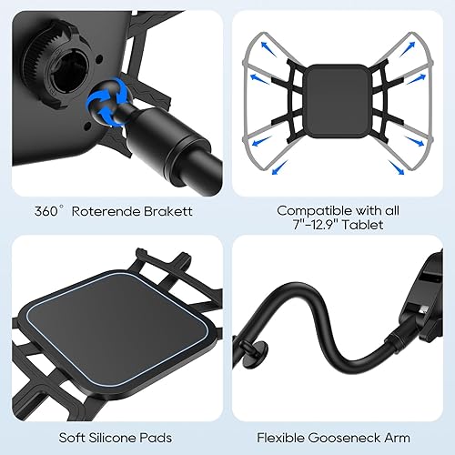 Miniatura 3 de Abemala Soporte para tablet de cuello de cisne para automóvil, soporte de ventosa de brazo largo de 15.17 pulgadas para parabrisas, almohadilla y