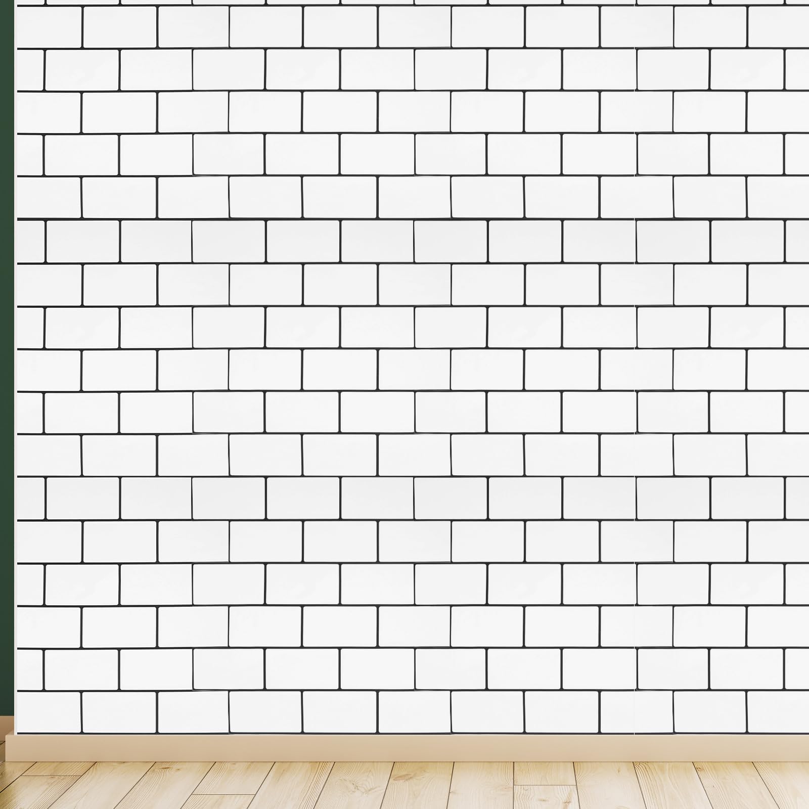 10 Hojas Láminas Autoadhesivas para Azulejos de Cocina y Baño, Color Blanco, Impermeables Prueba de Aceite, Apariencia de Azulejo para Decoración de Pared