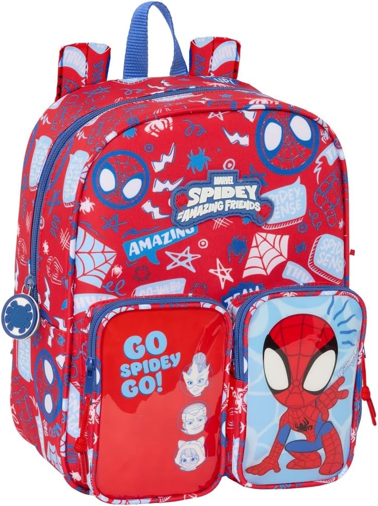 safta SPIDEY RESCUE Zaino Cameretta, Adattabile al Carrello, Facile da Pulire, Ideale per Bambini di Diverse Età, Comodo e Versatile, Qualità e Resistenza, 22 x 10 x 27 cm, Rosso/Blu, M, Casual