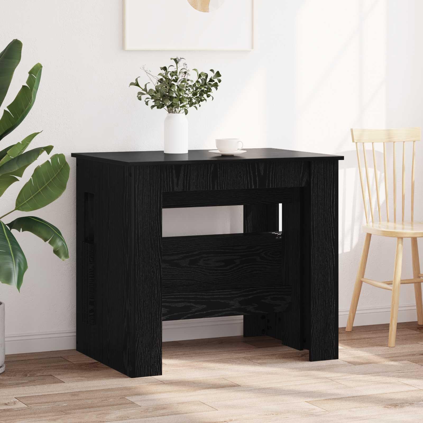 Tavolo da pranzo, 180 x 85 x 75 cm, in legno di rovere nero | Estensibile con meccanismo manuale, impermeabile, versatile come posto di lavoro, facile da pulire