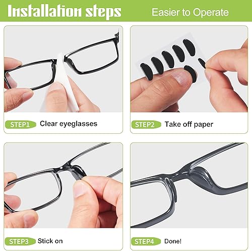 Miniatura 6 de Almohadillas para la nariz para gafas, diseño ultrafino de 0.051 pulgadas, almohadillas antideslizantes para la nariz con respaldo súper pegajoso,