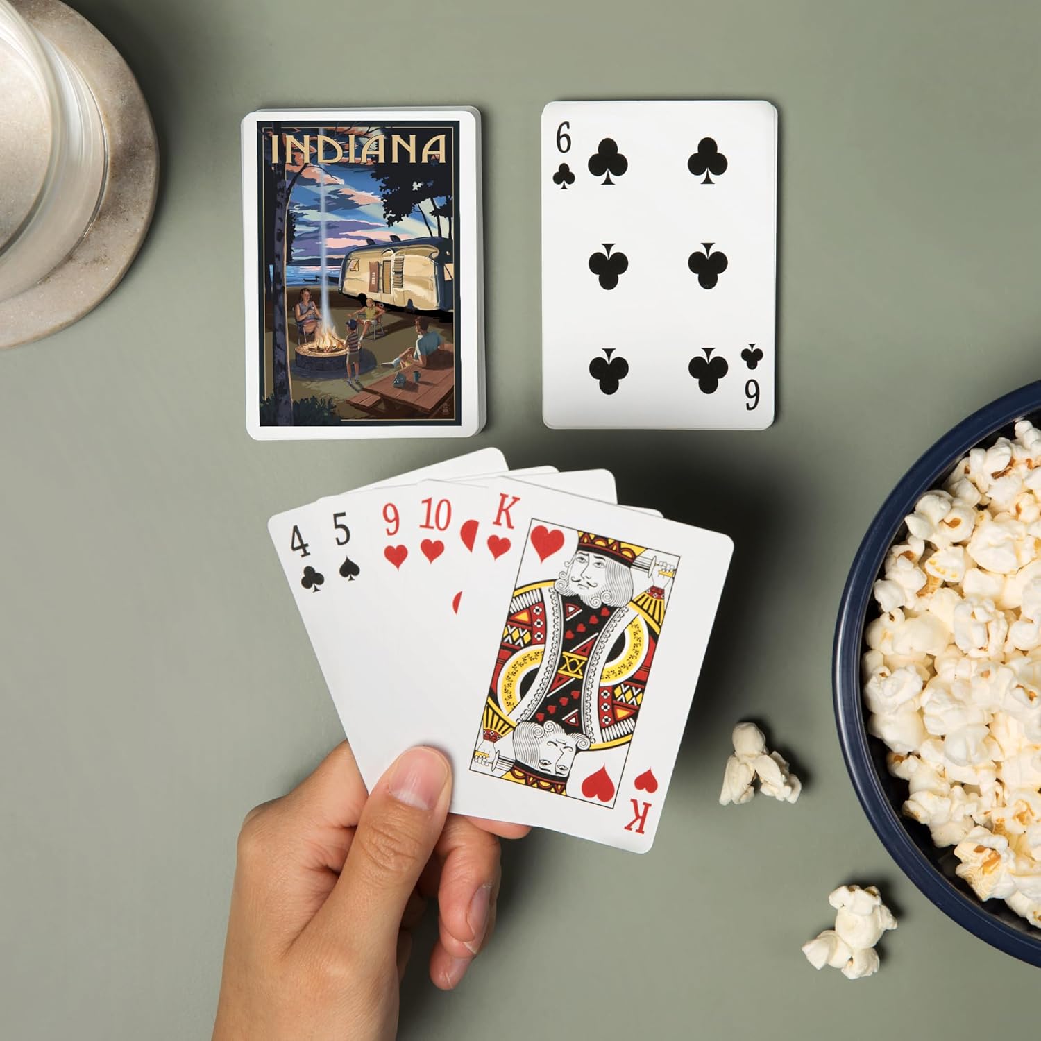 Lantern Press Indiana, Retro Camper and Lake, 52 Playing Cards for Adults, Poker Size Card Deck