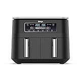 Ninja Foodi Dual Zone Digitale Heißluftfritteuse, 7,6L Airfryer, 2 Fächer, Antihaftbeschichtung, spülmaschinenfeste Körbe, 6-in-1, 4-6 Portionen, Schwarz AF300EU Schwarz 7.6L