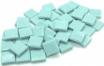 Sai Mosaic Art Coral Light Turquoise HK162 Glass Mosaic 15x15mm Tiles 100 gm Pack