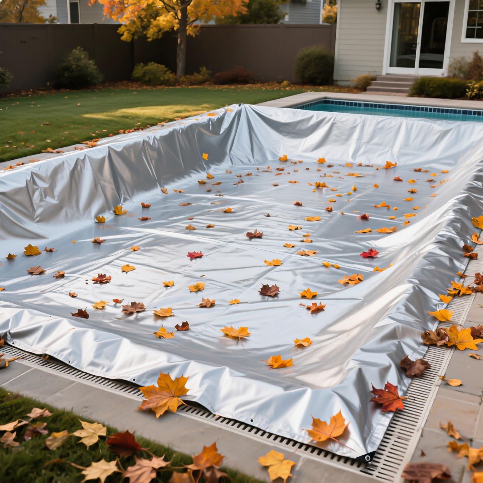 Telone Occhiellato Impermeabile,Telo Plastica Impermeabile,teli impermeabili per esterno, Protettivo Copertura Multiuso per Mobili da Giardino Barche Legno Piscina Camion