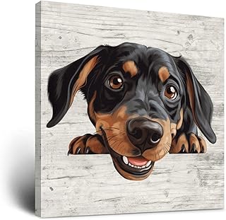 Austrian Black And Tan Hound Canvas Wall Art, 12" X 12" Wall Painting, Dog Lover Poster Picture Painting Framed Artworks for Living Room Bedroom Home Decorations New Home Gift
