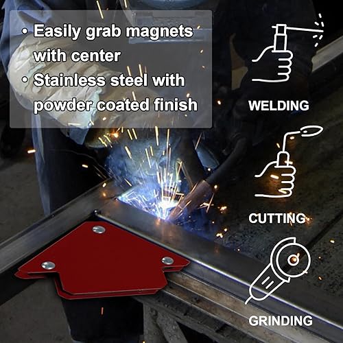 Miniatura 5 de Imán de soldadura de 25 libras, 6 piezas de soporte de soldadura magnética, imanes y abrazaderas de soldadura de flecha, soporte de electrodo de