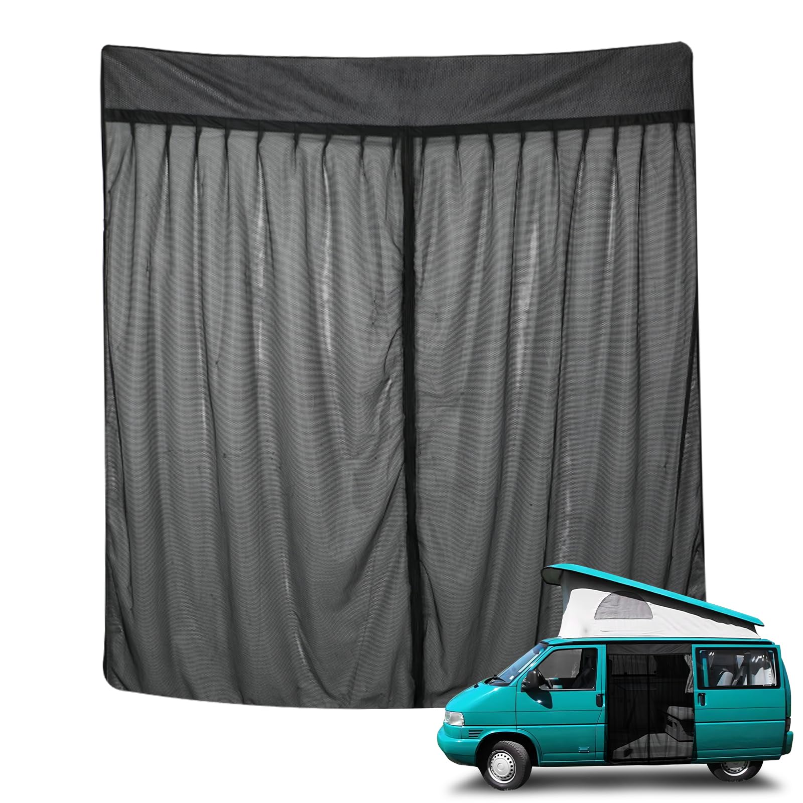 Magnetisches Insektennetz für VW T4 1990-2003, Schiebetür Insektenschutz mit 4-seitigen Magneten für Camping
