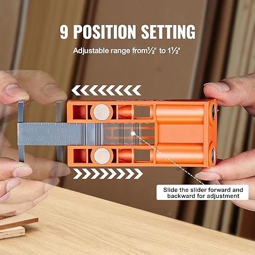 Miniatura 3 de VEVOR Plantilla de agujero de bolsillo, sistema de plantilla mini para agujeros de bolsillo de 56 piezas con abrazadera en C de 9 pulgadas, broca