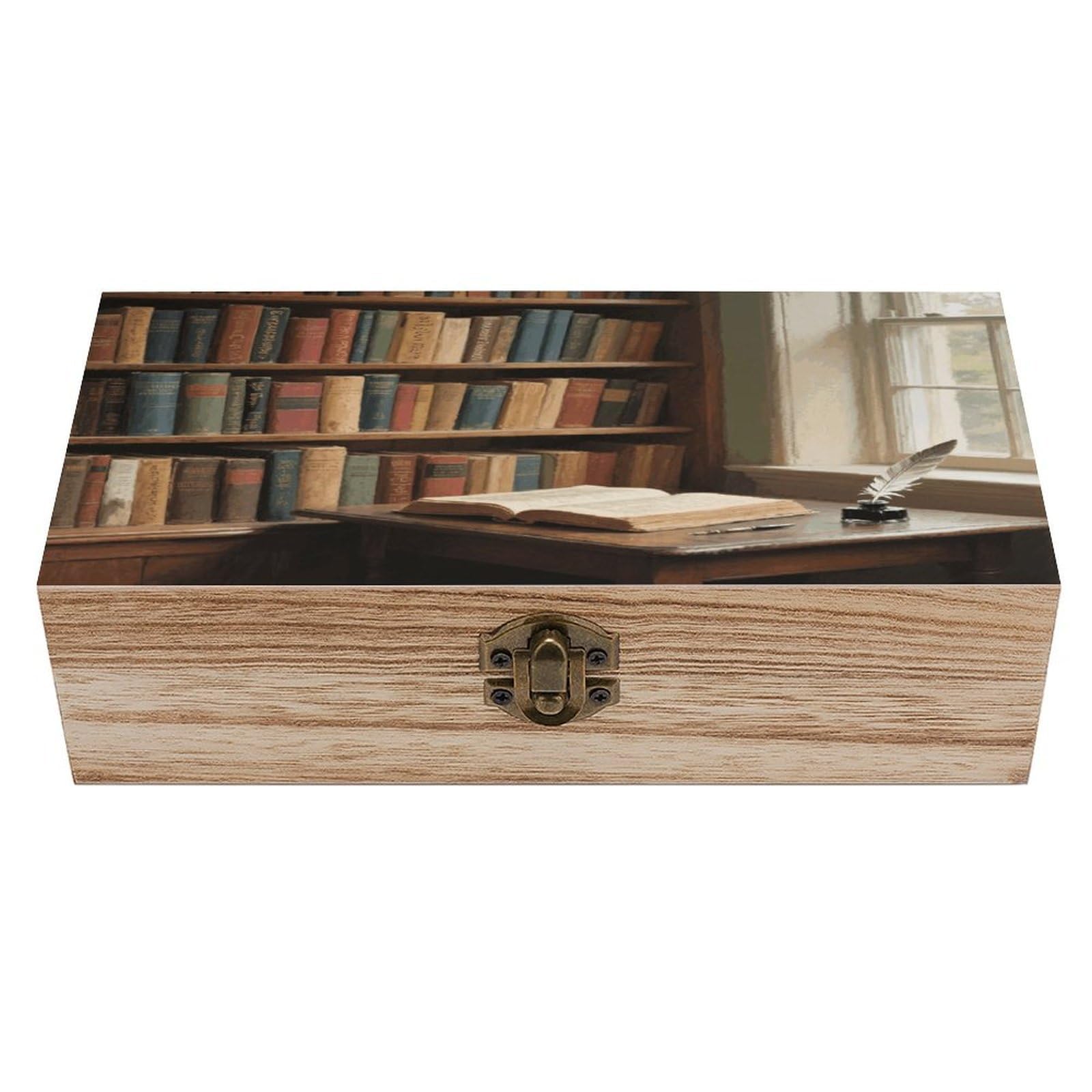 VstaDank Books Wooden Storage Box Decorative Jewelry Case with Lids Exquisite Wood Box Letters Gifts Acacia Wood Boxes Fashion Wooden Keepsake Boxes for Men Women