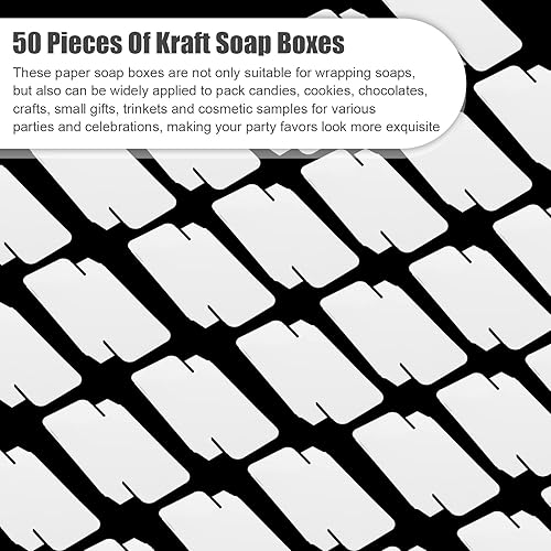 Miniatura 7 de Gersoniel 100 cajas de jabón Kraft de embalaje para fabricación de jabón casero, suministros para envolver golosinas de fiesta, 3.8 x 2.8 x 1.2