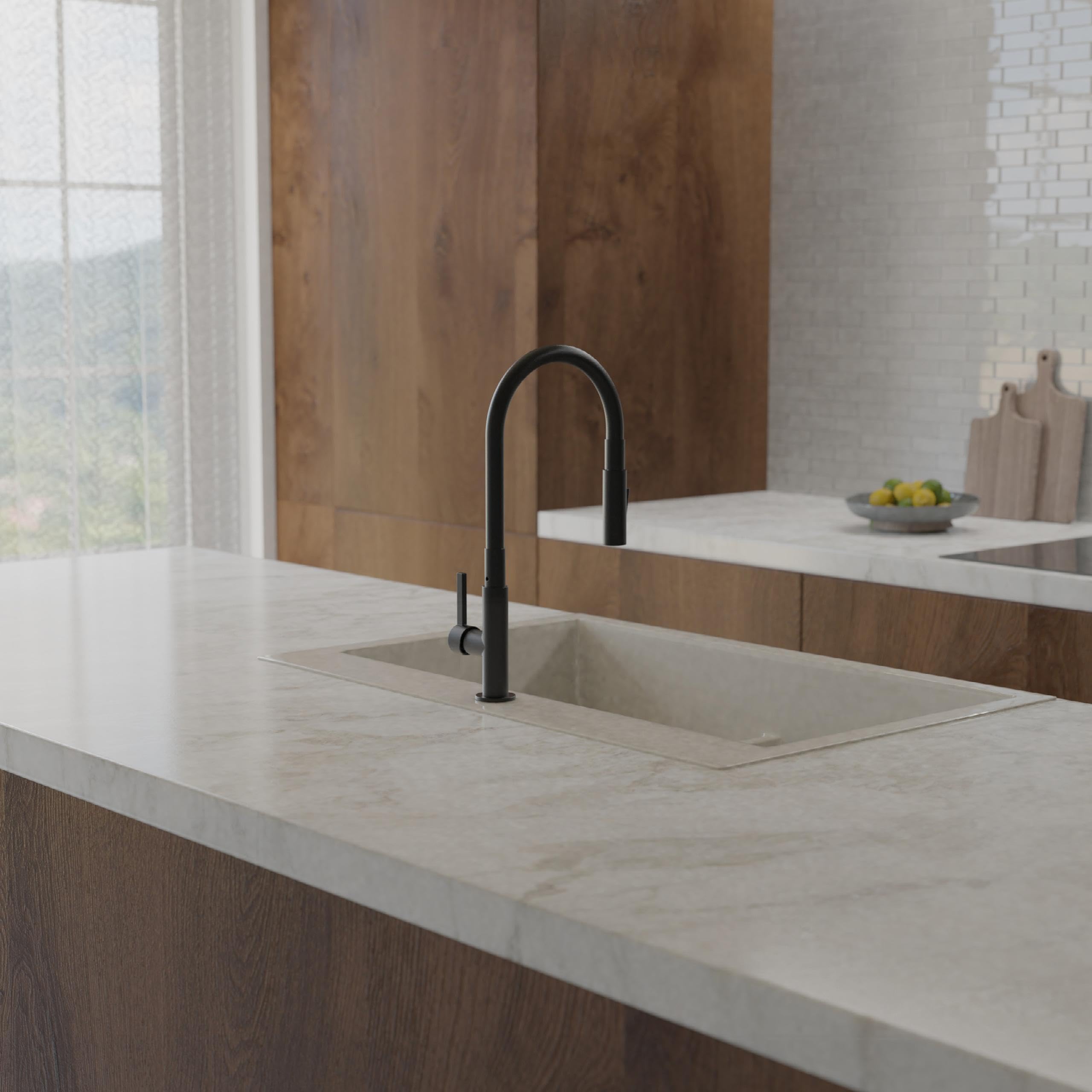 SCHÜTTE GLASGOW Schwarz Flexible Spültischarmatur mit Eco-Click-Funktion, biegsamer Wasserhahn für die Küche schwarz, Auslauf mit Soft-Touch-Schlauch, 360 Grad schwenkbar, Wasserhahn Küche, 79586