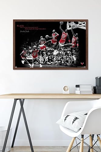 Miniatura 6 de Trends International Michael Jordan - Póster de pared con mosca, 22.375 x 34 pulgadas, versión enmarcada de caoba