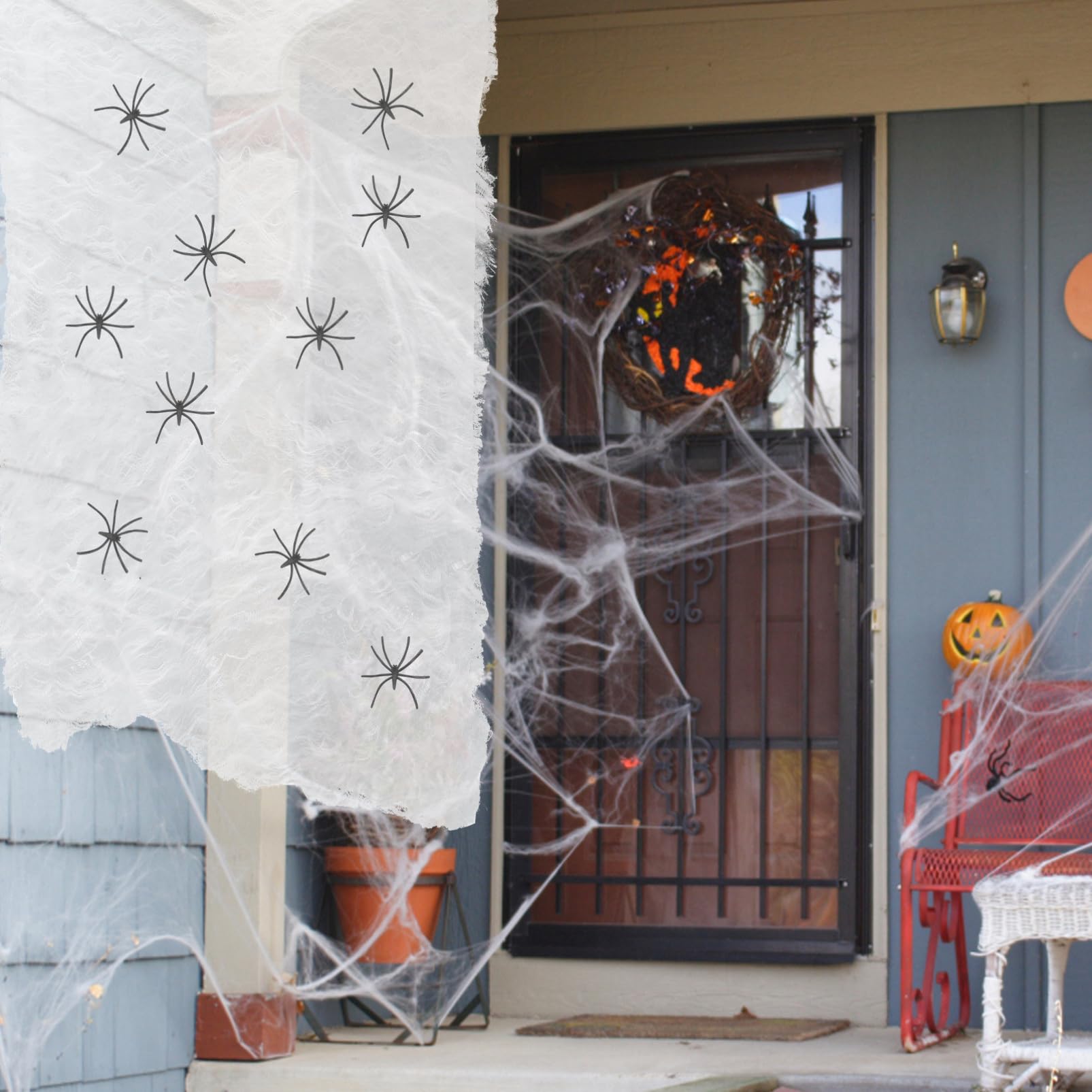 Ciieeo Ragnatele di Halloween Esterne Ragni Scuri Finti Decorazione Ragnatela Flessibile e Modellabile per Feste di Halloween Eventi Tema o Allestimenti di Negozio