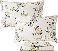 Vista 26 de FADFAY Juego de sábanas de rosas rojas, ropa de cama vintage floral de rosas elegantes, ropa de cama estilo rústico, 100% algodón egipcio percal