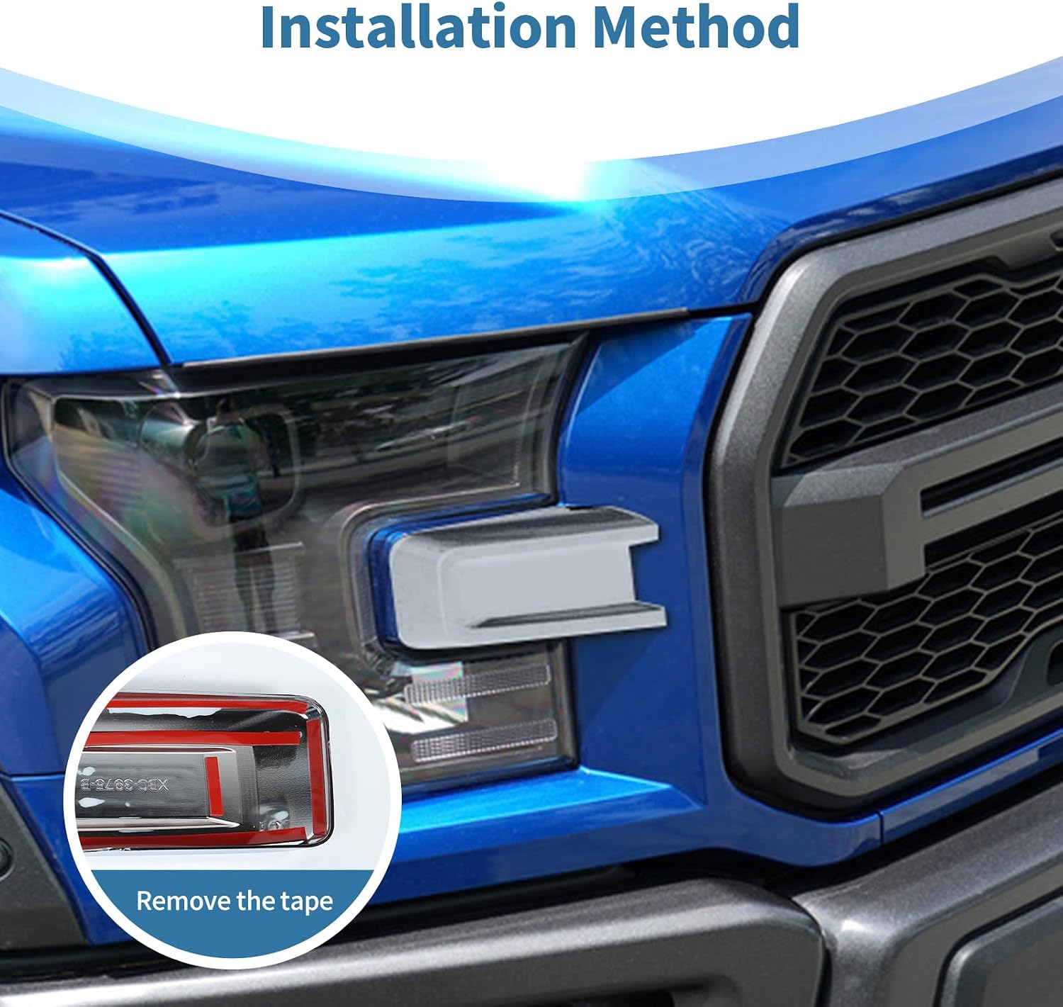 for F150 Raptor Front Bumper Trim Cover Fit for Ford F150 Raptor 2015-2020 Chrome Exterior Accessories 2pcs