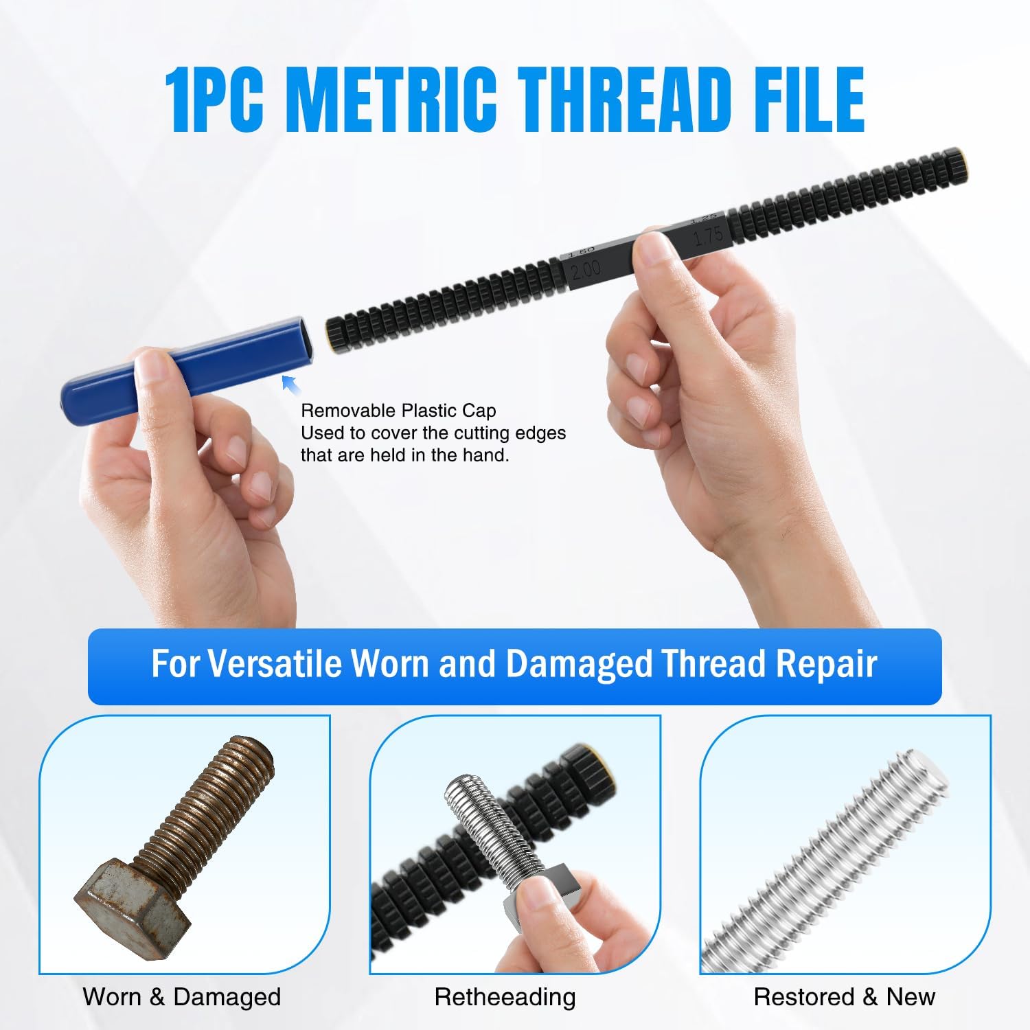 Nilight 15PCS Metric Thread Chaser Set Master Thread Repair Kit with Case 7 Taps 7 Dies 1 Threads File Universal M6 M8 M10 M12 Sizes Automotive Tool for Mechanics Auto Shops Home Garage Mobile Repair