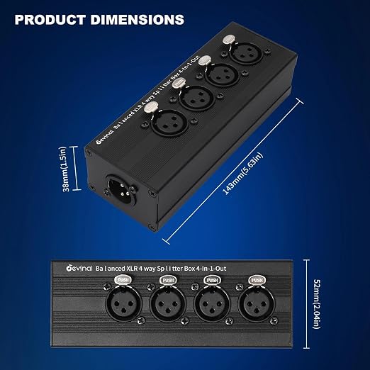 Caja Divisora de Audio XLR 4 Entradas 1 Salida miniatura 5